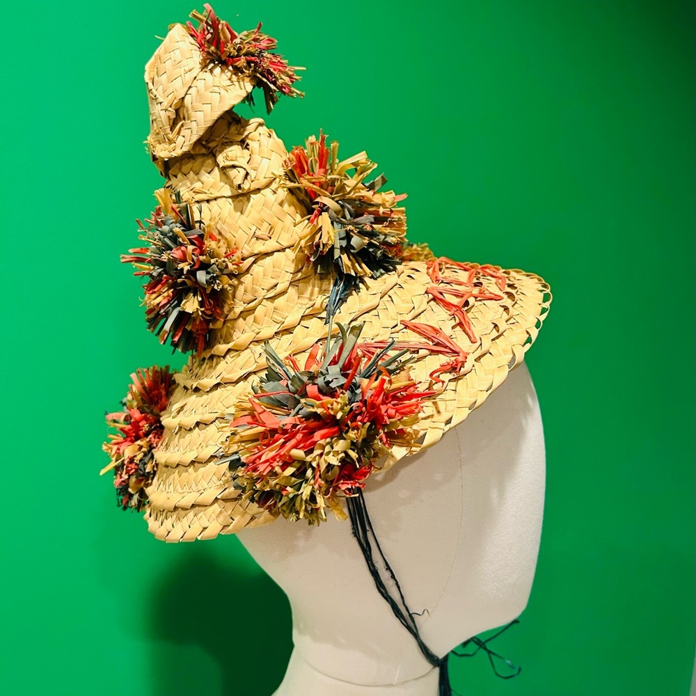 1950s Colorful Straw Souvenir Hat